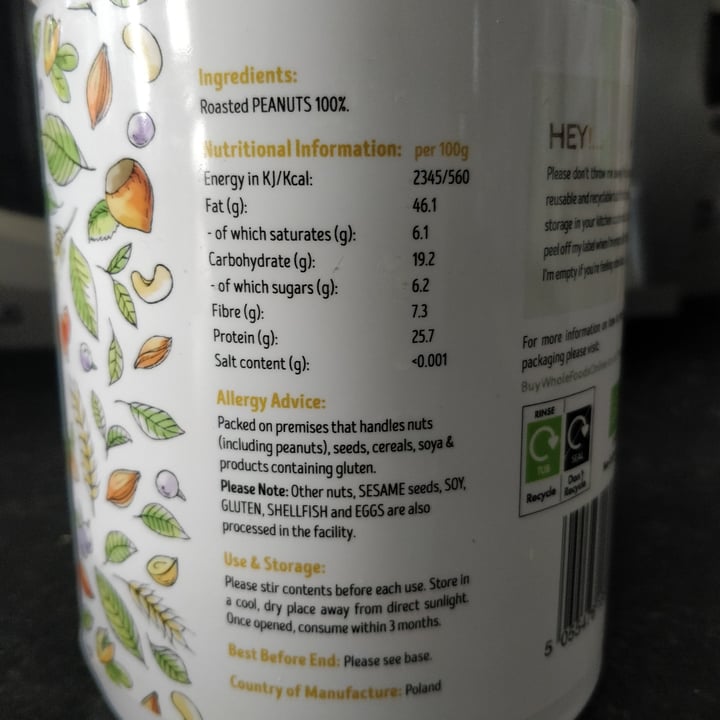 photo of Buywholefoodsonline.co.uk Smooth Peanut Butter shared by @compassionate on  28 Jan 2024 - review