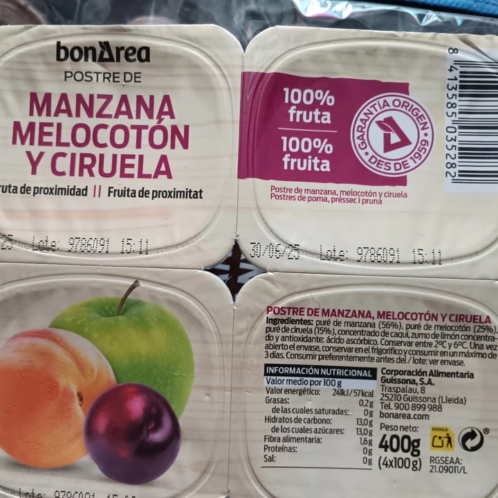 photo of BonÀrea Postre de Melocotón,  Manzana y Ciruela shared by @villacampa on  05 May 2025 - review