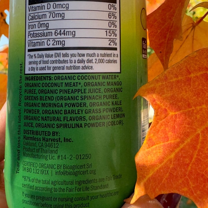 photo of Harmless Harvest Radiant Greens Organic Smoothie shared by @berryveganplanet on  25 Oct 2023 - review