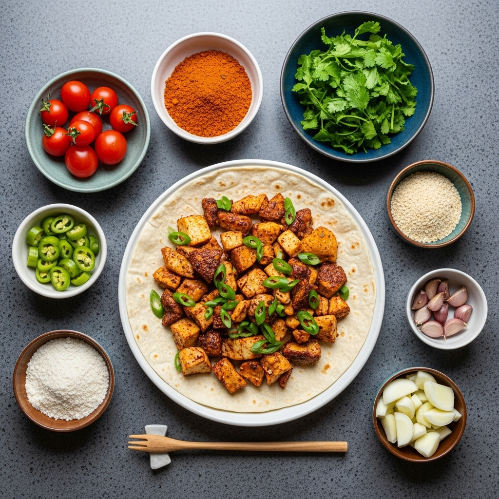 Vegan Shawarma inspired ingredients laid out