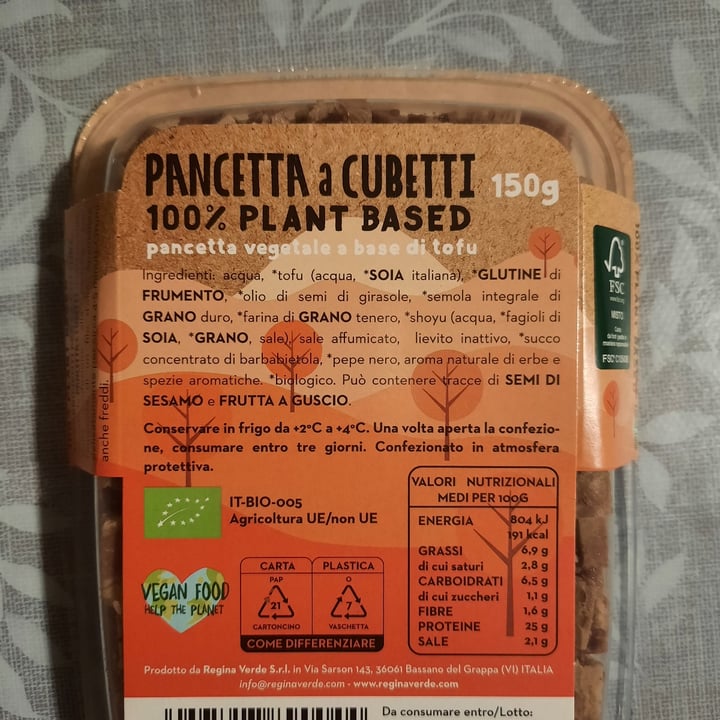 photo of Regina Verde pancetta a cubetti 100% plant based shared by @lindacolombo on  28 Dec 2023 - review
