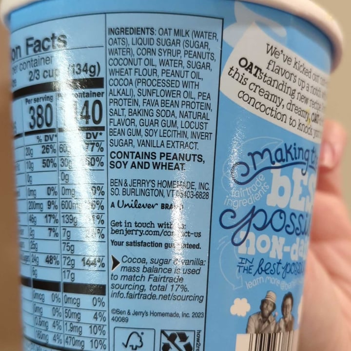photo of Ben & Jerry's Peanut Butter & Cookies Non-Dairy Frozen Dessert shared by @regimack on  16 Mar 2024 - review