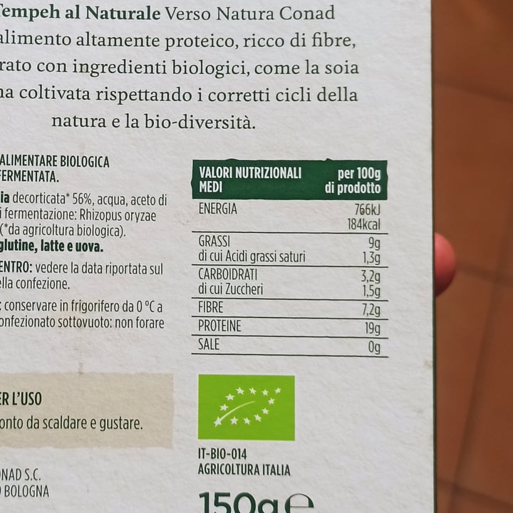photo of Verso Natura Conad Bio  tempeh al naturale biologico shared by @fedegoesgreen on  24 Apr 2024 - review