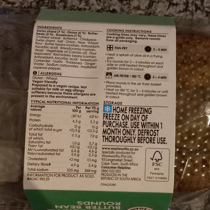photo of Woolworths Food plantlove Swiss chard Sweetcorn And Butterbean Rounds shared by @ronelle on  16 Sep 2023 - review