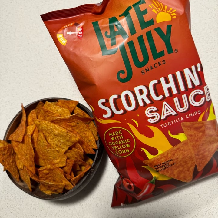 photo of Late July Snacks Scorchin' Sauce tortilla chips shared by @berryveganplanet on  17 Nov 2024 - review