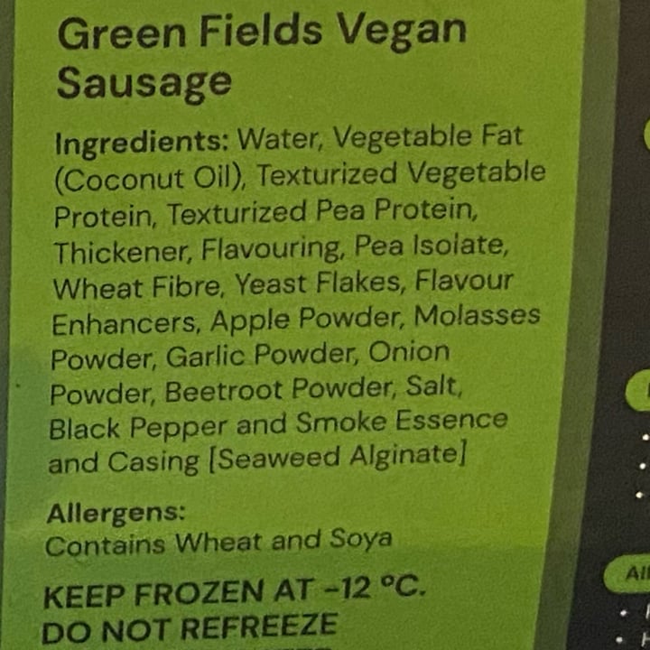 photo of Green fields vegan sausages shared by @saveg on  28 Mar 2024 - review