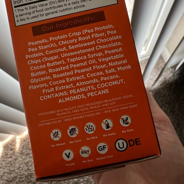 photo of Three Wishes Grain Free Granola Bars-Chocolate Peanut Butter shared by @ksvegan17 on  01 Aug 2025 - review