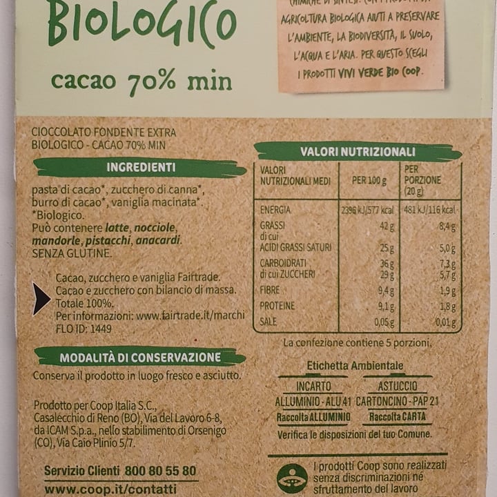 photo of Vivi Verde Coop Cioccolato fondente 70% shared by @matildem on  14 May 2024 - review