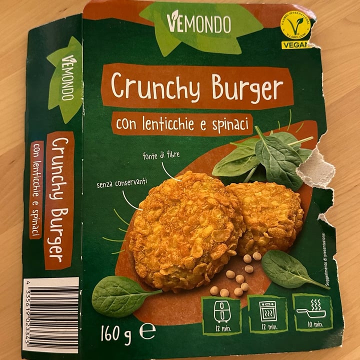 photo of Vemondo *Crunchy  Burgher*  Con Lenticchie E Spinaci shared by @chiararas92 on  23 May 2024 - review