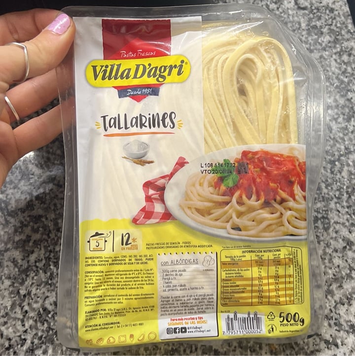 photo of Villa D'Agri Tallarines Pastas Frescas shared by @veganasoy-mercedes on  04 Aug 2024 - review