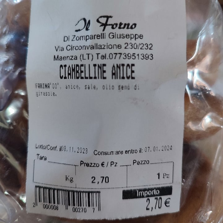 photo of Il forno di Zomparelli Giuseppe ciambelline anice shared by @luiveg on  02 Dec 2023 - review