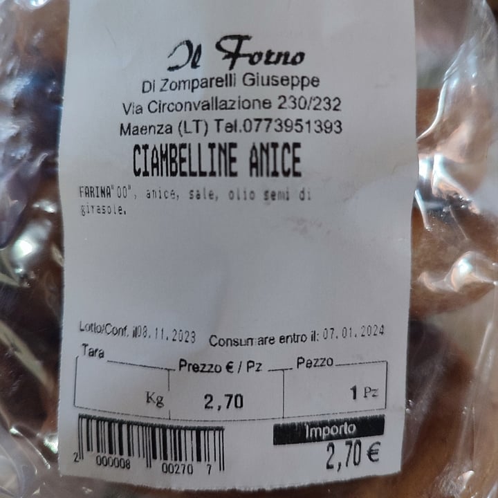 photo of Il forno di Zomparelli Giuseppe ciambelline anice shared by @luiveg on  02 Dec 2023 - review