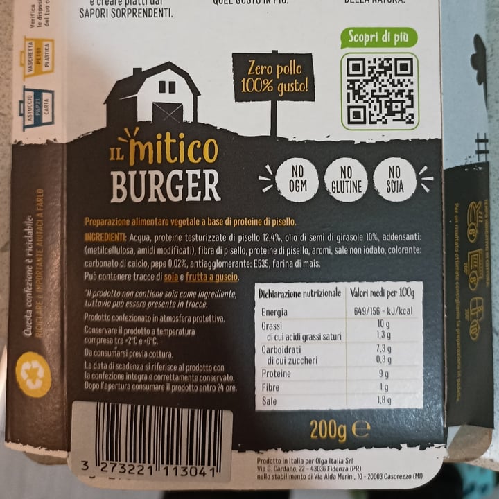 photo of la fattoria veg Burger Zero Pollo 100% Gusto , No OGM, No Glutine ,no Soia shared by @lasimo on  16 Dec 2023 - review