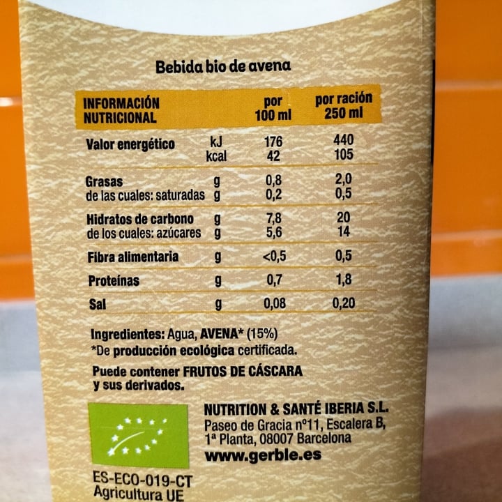 photo of Gerblé Leche de avena bio shared by @javisanx on  08 May 2024 - review