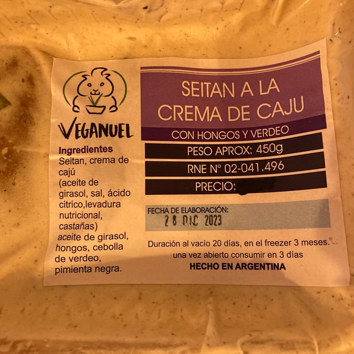 photo of Veganuel Seitán A La Crema De Cajú Con Hongos Y Verdeo shared by @anavegar on  28 Feb 2024 - review