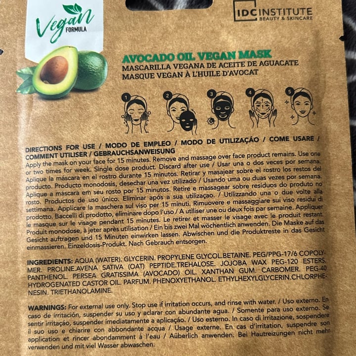 photo of IDC Institute Beauty & Skincare Avocado Oil Vegan Mask shared by @elyqs on  18 Oct 2024 - review