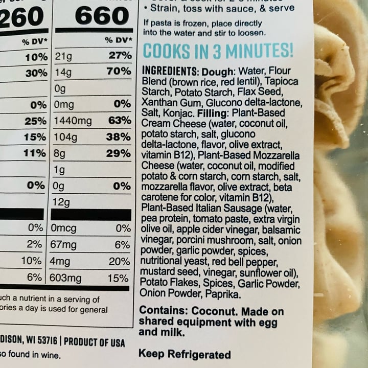 photo of Taste Republic Plant-Based Sausage Tortelloni shared by @beckyyy on  23 Apr 2024 - review