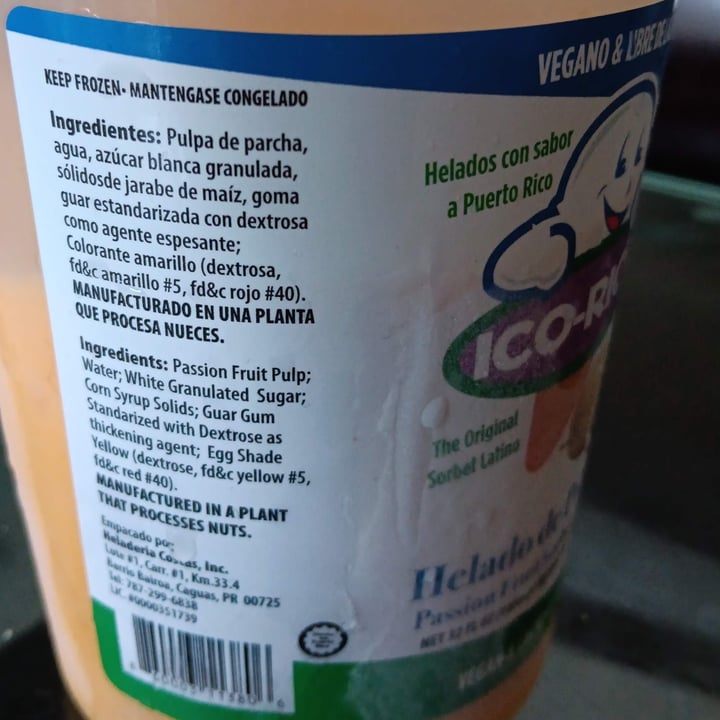 photo of Ico-Rico Helado de Parcha (Passion Fruit Sorbet) shared by @lliguerpr96 on  18 Jul 2024 - review