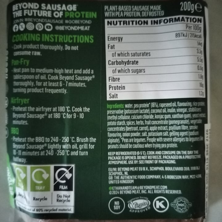 photo of Beyond Meat Beyond Sausage shared by @xvxsxexvx on  11 Sep 2024 - review