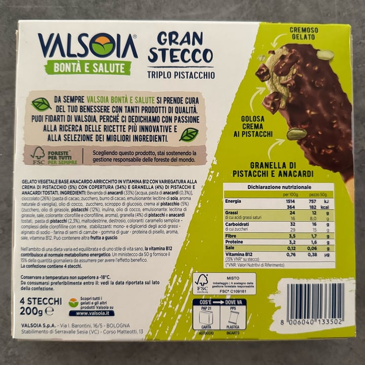 photo of Valsoia Gran Stecco Triplo Pistacchio Mini shared by @giorgiamk on  06 Jun 2025 - review