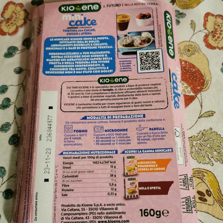 photo of Kioene kioene mini cake Tortina con cacao, cocco e avena shared by @barbabeagio on  16 Nov 2023 - review