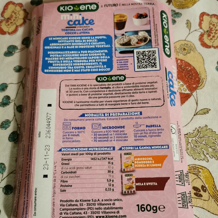 photo of Kioene kioene mini cake Tortina con cacao, cocco e avena shared by @barbabeagio on  16 Nov 2023 - review