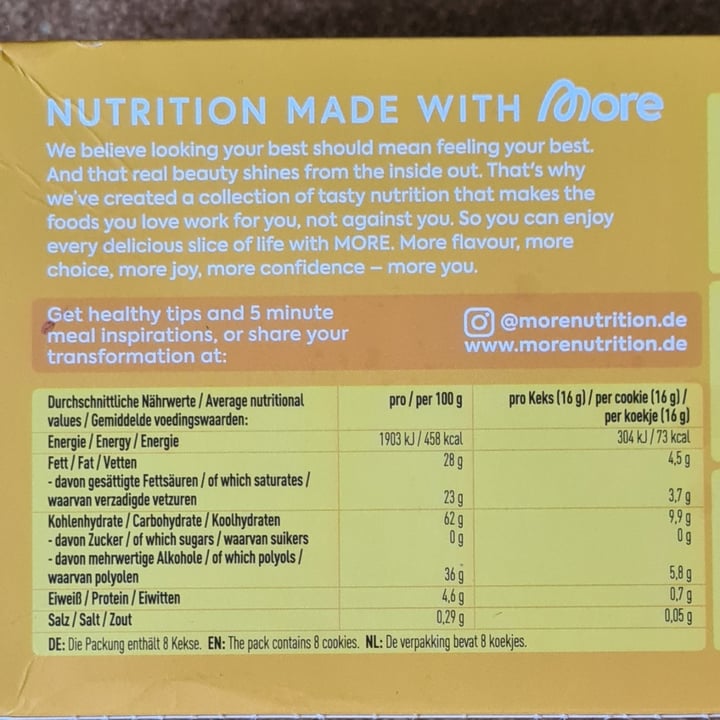 photo of MORE Nutrition Chunky Cookies Dark Chocolate Orange shared by @koalamaedchen on  04 Feb 2024 - review