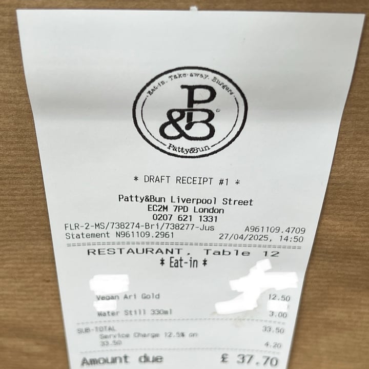 photo of Patty & Bun Vegan Ari shared by @aleglass on  03 May 2025 - review