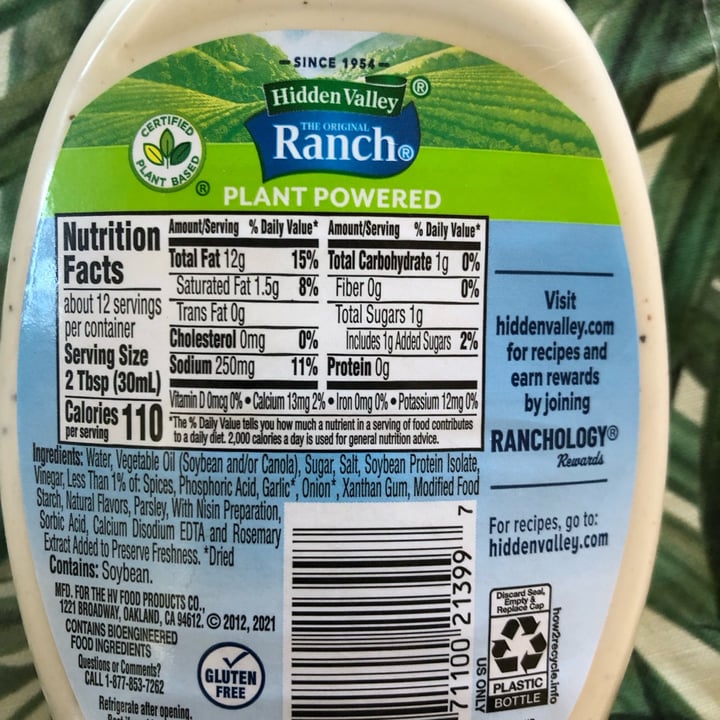 photo of Hidden Valley Ranch Dairy Free Ranch Dressing shared by @wonderfulleopard15 on  06 Feb 2024 - review