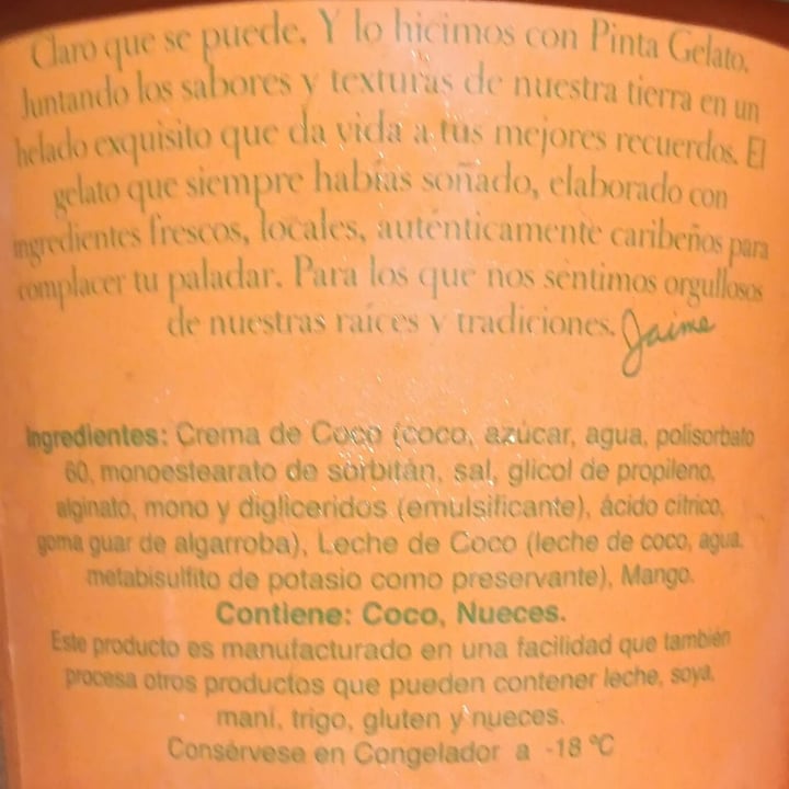 photo of Pinta Gelato Mango shared by @lliguerpr96 on  27 Jun 2025 - review