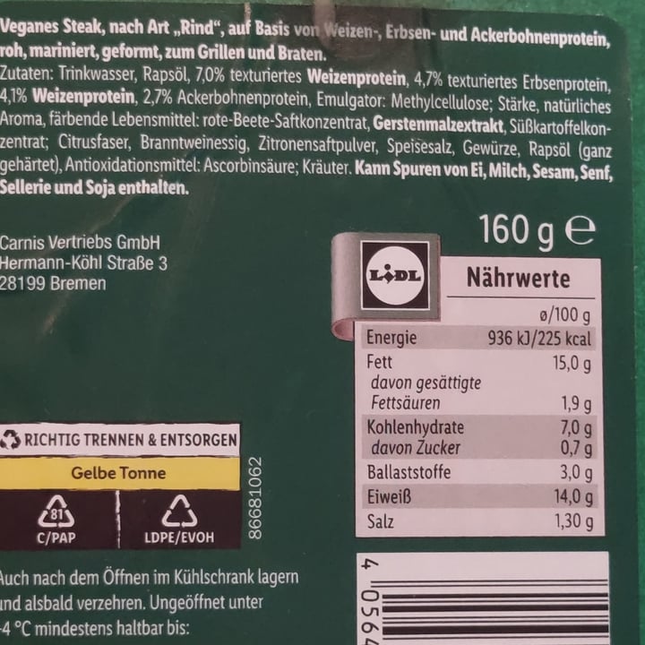 photo of Vemondo Veganes Steak - Beef Alternative With Pepper Marinade shared by @lucthelucky on  31 May 2024 - review
