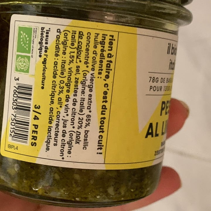 photo of Il biologico italiano pesto al limone shared by @matildesnt on  27 Oct 2023 - review