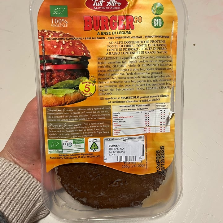 photo of TUTT' ALTRO Alimento Amico Burger a base di legumi shared by @studentessacarriera on  08 Mar 2025 - review