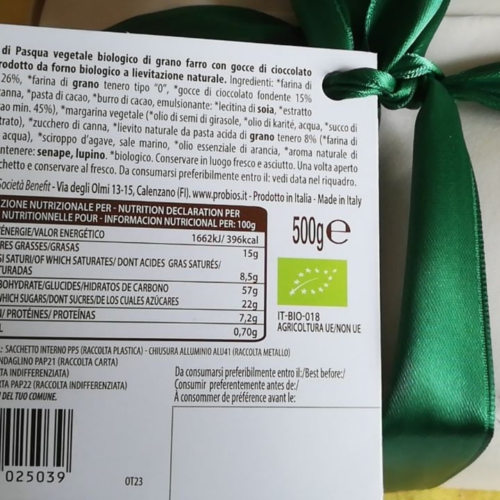 photo of Probios Dolce Di Pasqua Vegan Farro Con Gocce Di Cioccolato shared by @laval on  11 Apr 2024 - review