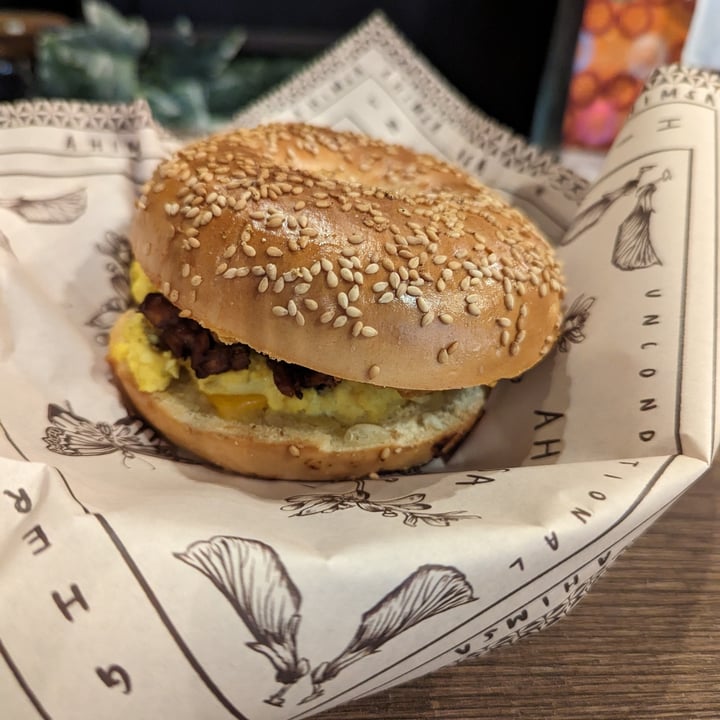 photo of ahimsa cafe Vegan Egg Bacon And Cheese Bagel shared by @minli on  25 Mar 2024 - review