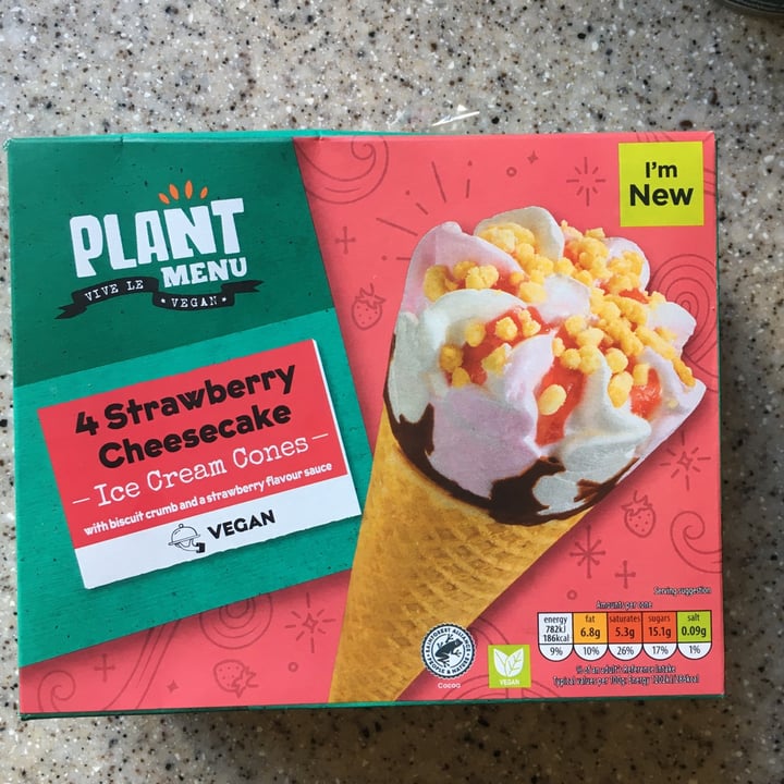 photo of Plant Menu 4 Strawberry Cheesecake Ice Cream Cones shared by @salsedine on  25 Apr 2024 - review