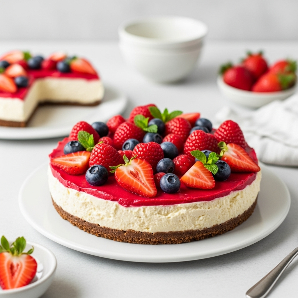 Assembling the No-Bake Vegan Strawberry Cheesecake