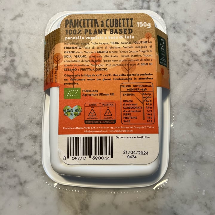 photo of Regina Verde pancetta a cubetti 100% plant based shared by @michbrhane on  25 Apr 2024 - review