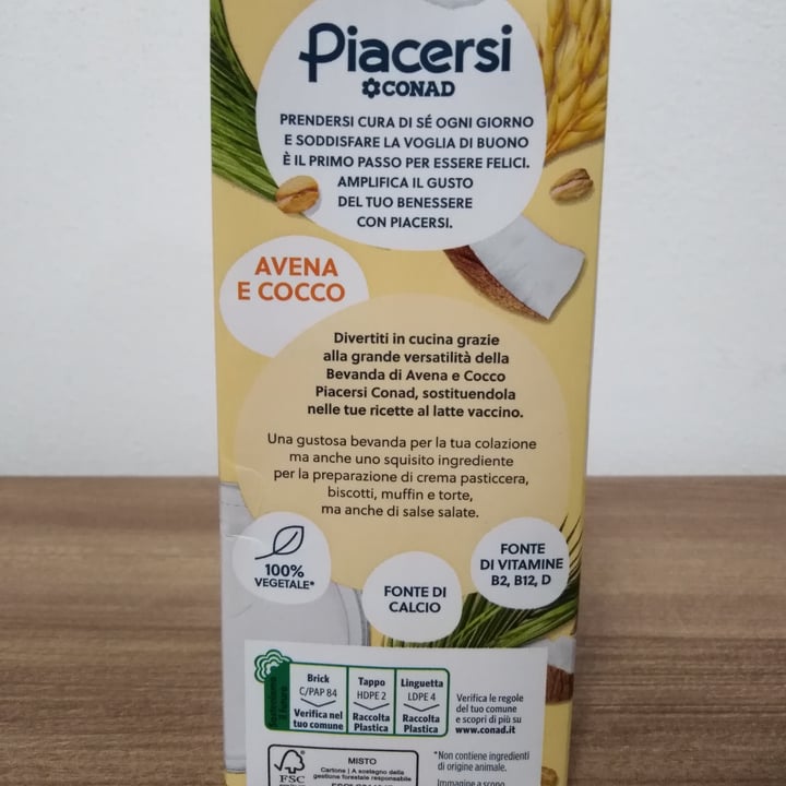 photo of Piacersi | Conad avena e cocco zero zuccheri shared by @francescovegan on  26 Jul 2024 - review