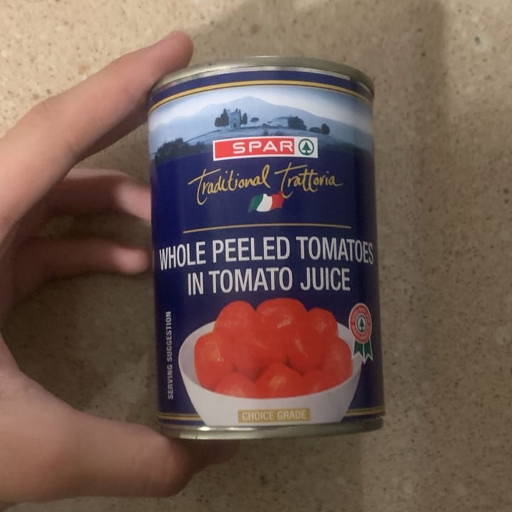 photo of Spar Whole peeled tomatoes tinned  shared by @noahtheveg on  06 Nov 2024 - review