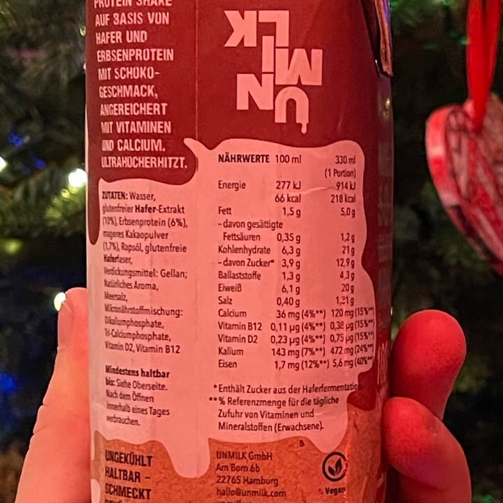 photo of UNMILK Protein Drink Chocolate shared by @anneeinhorn on  25 Dec 2023 - review