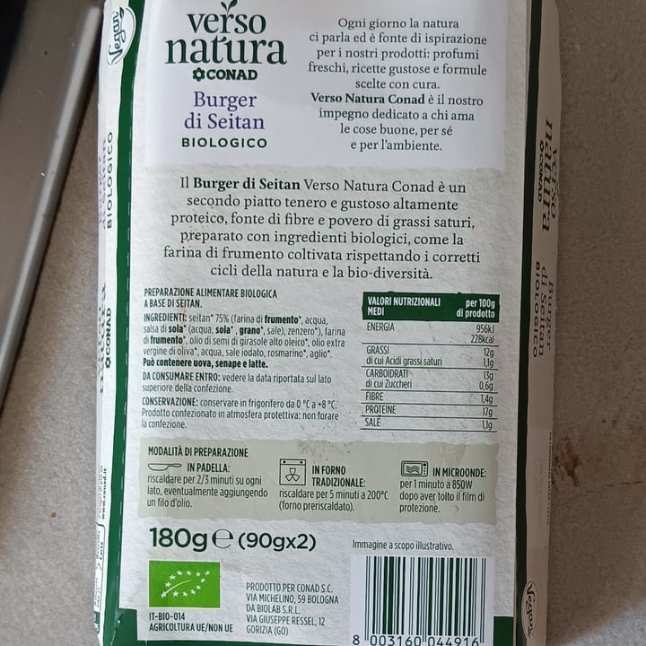 photo of Verso Natura Conad Veg Burger Di Seitan Biologico shared by @nicole91 on  21 Feb 2024 - review