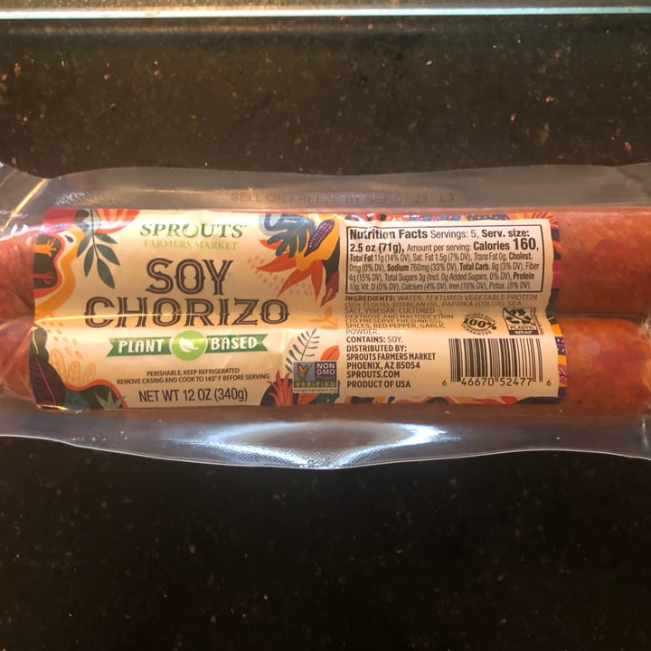 photo of Sprouts Farmers Market soy chorizo shared by @slwasu57 on  06 Nov 2023 - review
