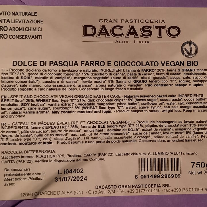 photo of Dacasto Dolce Pasqua shared by @dodognamma on  12 Apr 2024 - review