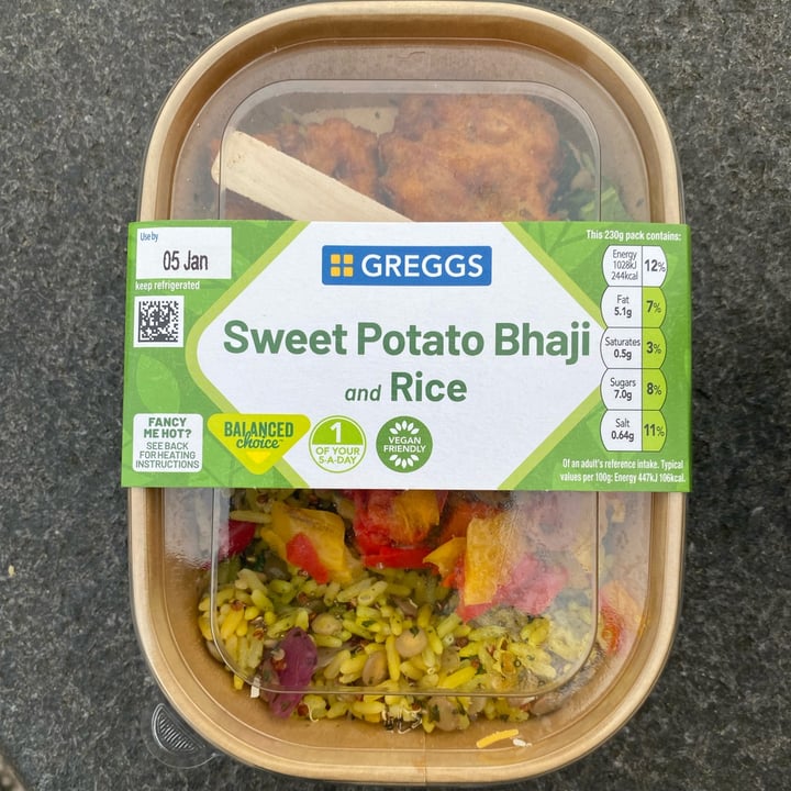 photo of Greggs Sweet Potato Bhaji & Rice shared by @vegansuttonmama on  09 Jan 2024 - review