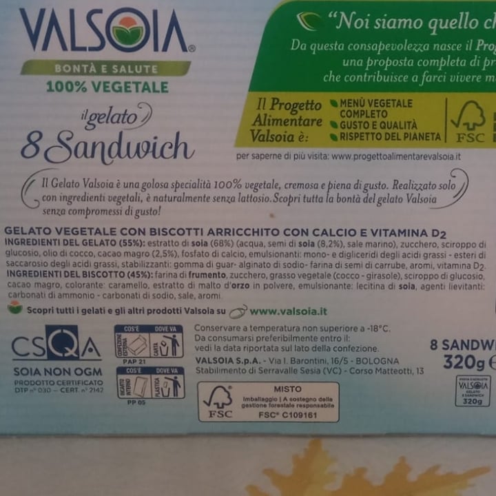 photo of Valsoia 8 sandwich il gelato shared by @elaisa-veg on  02 Sep 2023 - review