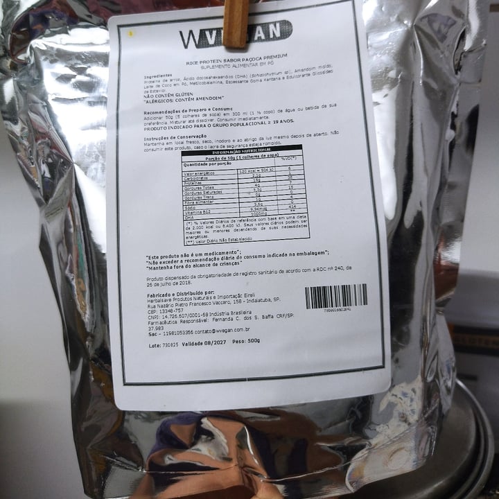 photo of Wvegan Rice Protein Sabor Paçoca shared by @caiofornari on  04 Sep 2025 - review