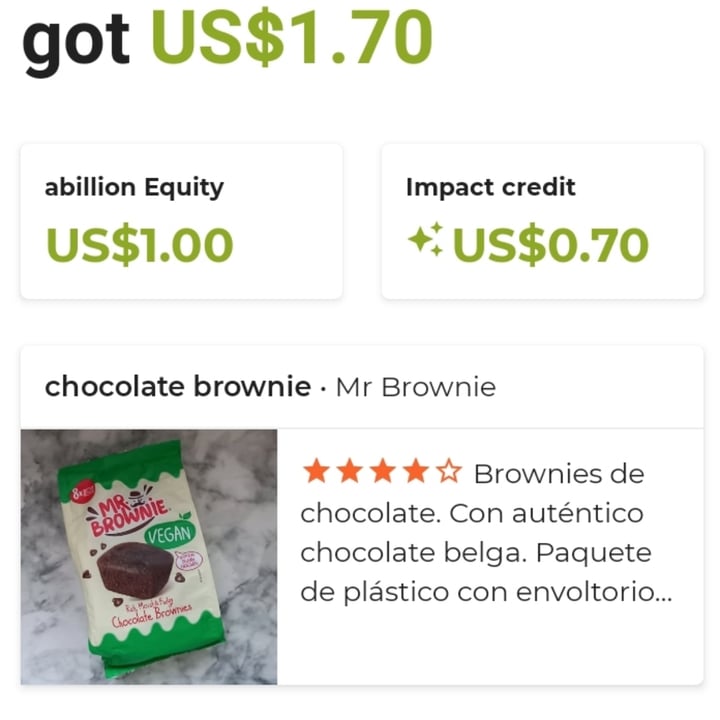 photo of Mr. Brownie Chocolate Brownies Vegan shared by @animalsvoices on  03 Nov 2023 - review