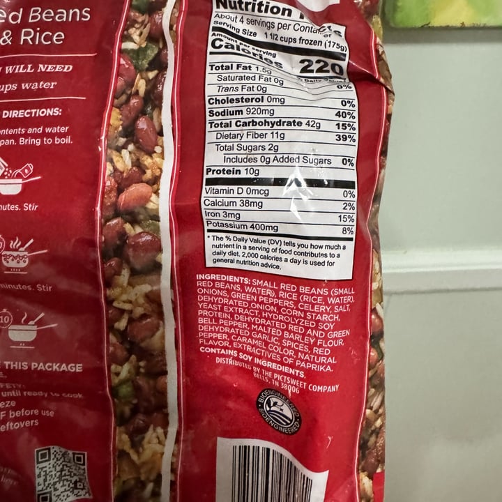 photo of Pictsweet farms Red Beans & Rice shared by @onehungryvegan on  12 Oct 2025 - review