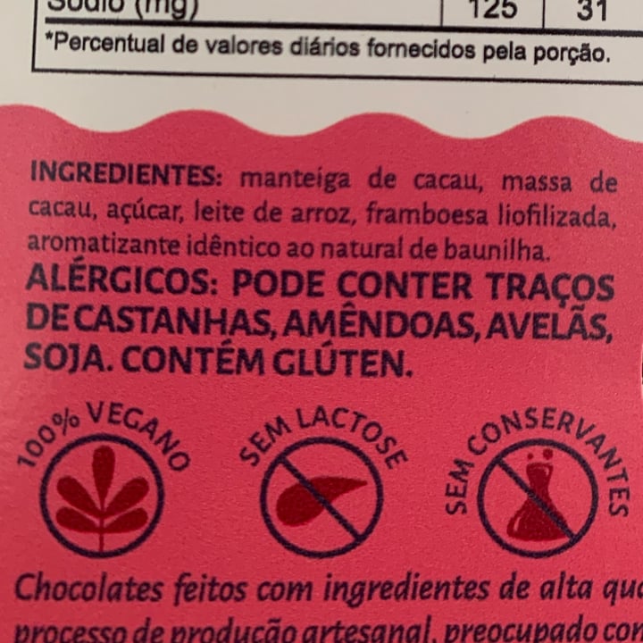 photo of Super Vegan Barra De Chocolate Frambuí shared by @cr-vegan on  10 Jun 2024 - review